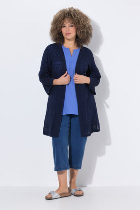 Ulla Popken Crochet Cardigan in Navy 