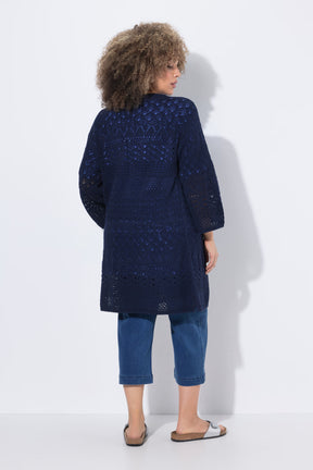 Ulla Popken Crochet Cardigan in Navy 