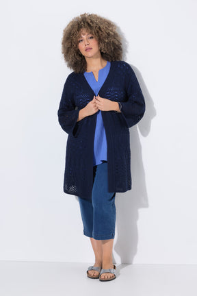Ulla Popken Crochet Cardigan in Navy 