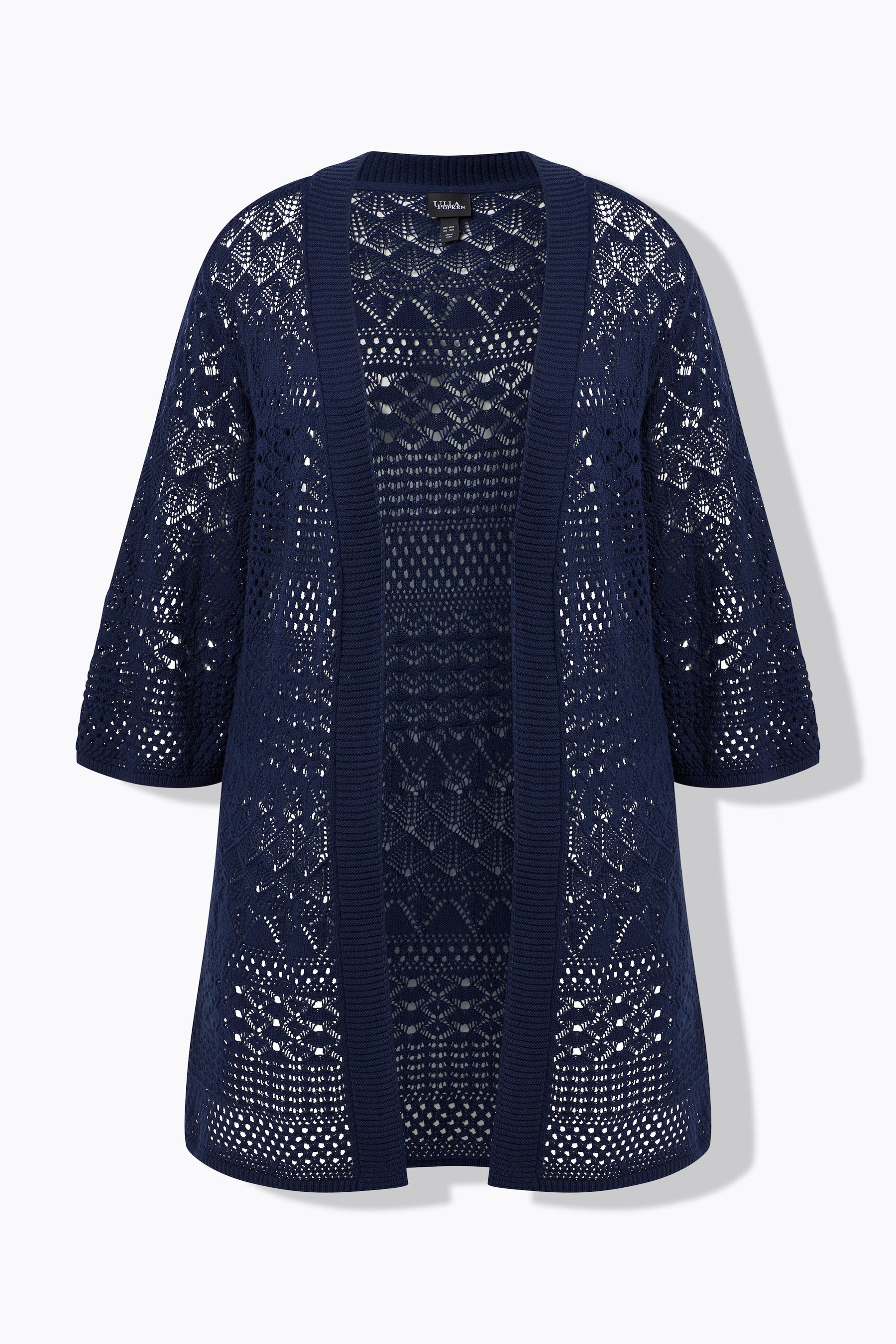 Ulla Popken Crochet Cardigan in Navy 