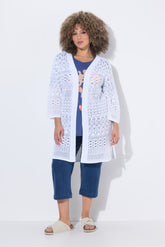 Ulla Popken Crochet Cardigan in White 