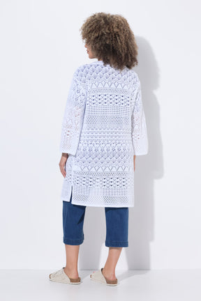 Ulla Popken Crochet Cardigan in White