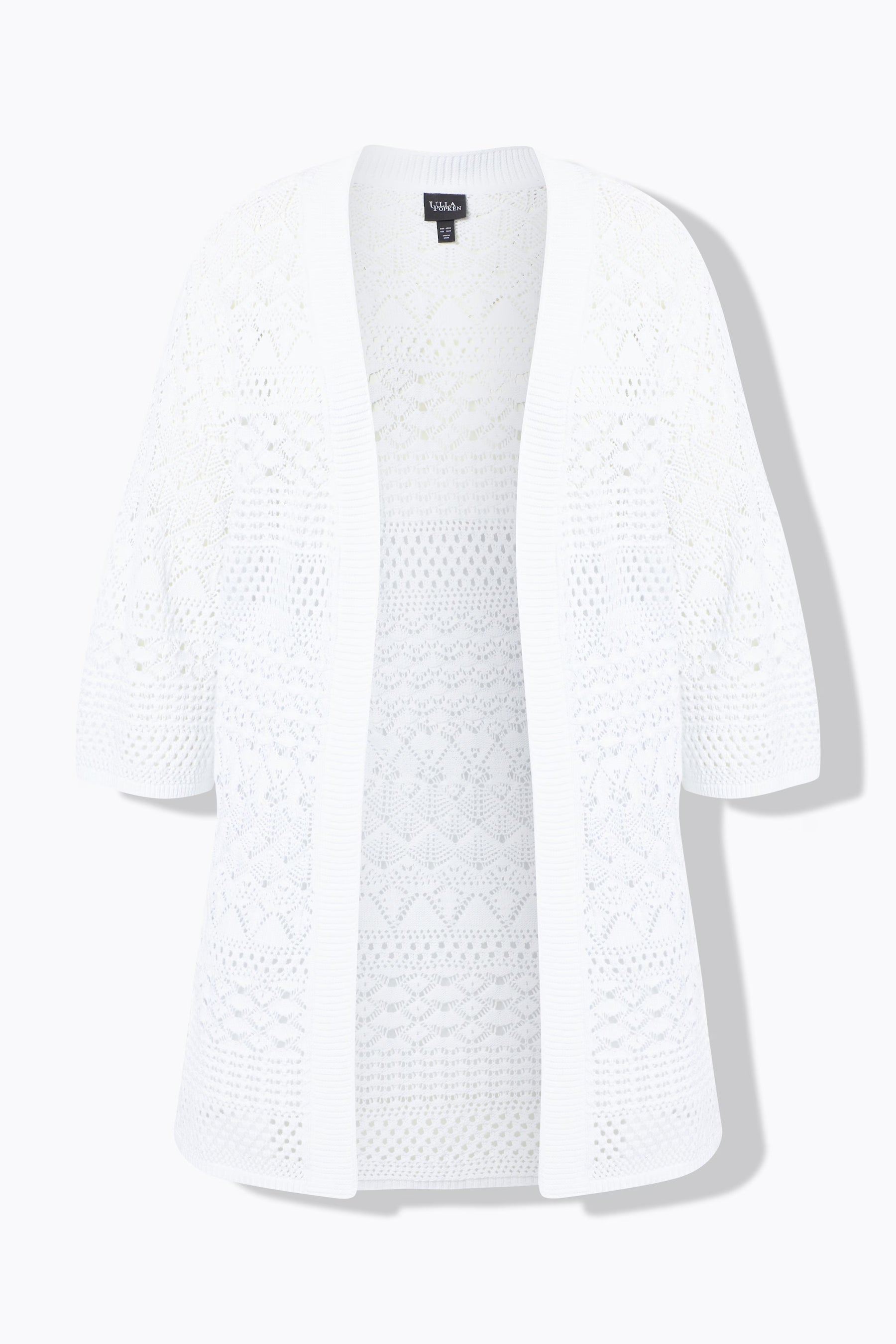 Ulla Popken Crochet Cardigan in White 