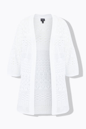 Ulla Popken Crochet Cardigan in White 