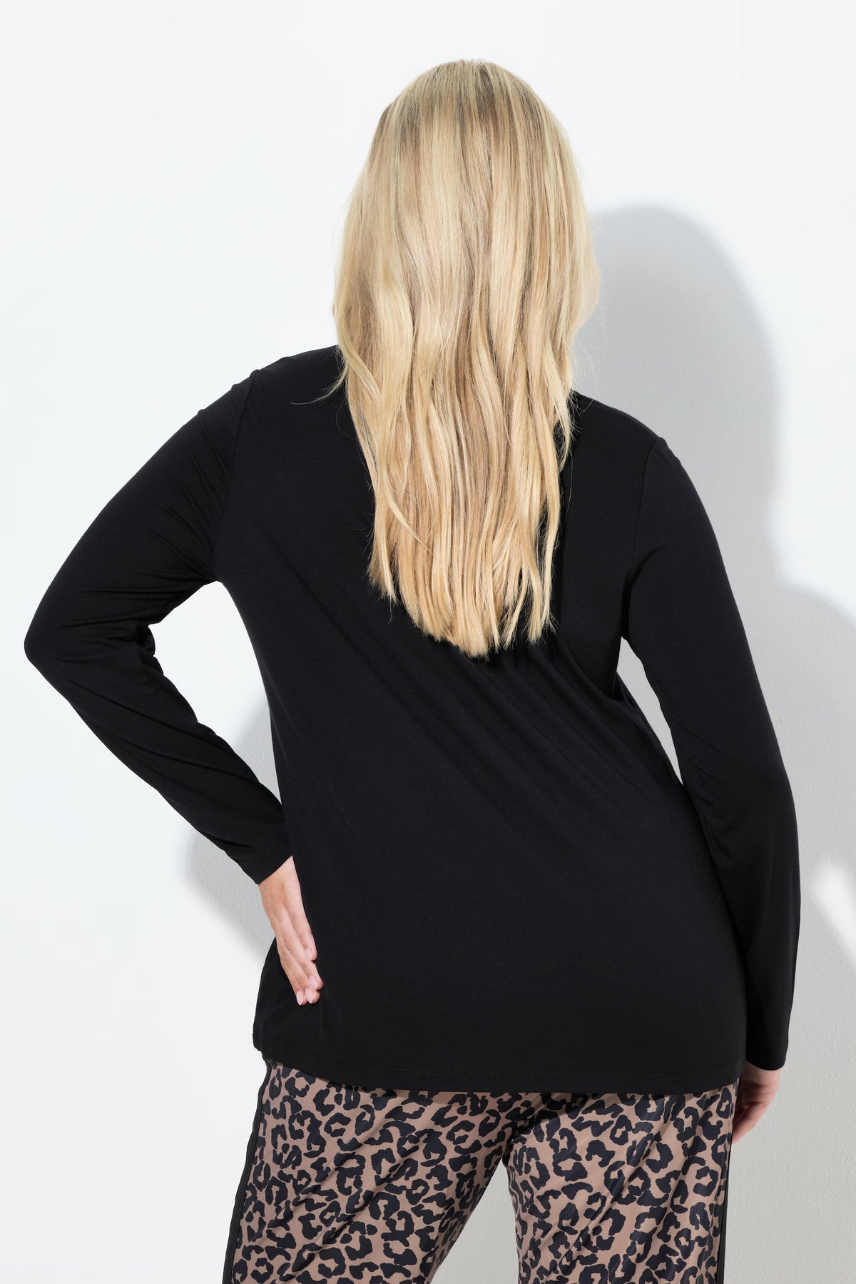 Ulla Popken Diamante Print Top in Black