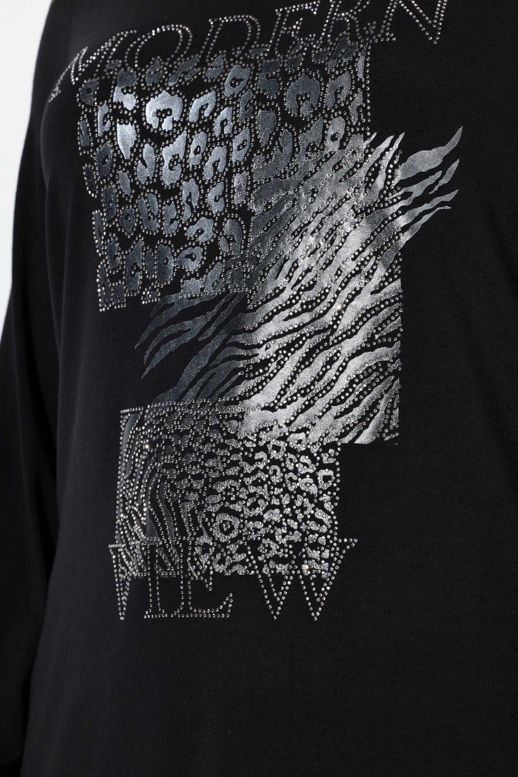 Ulla Popken Diamante Print Top in Black