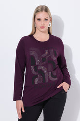 Ulla Popken Diamante Print Top in Plum