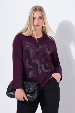 Ulla Popken Diamante Print Top in Plum