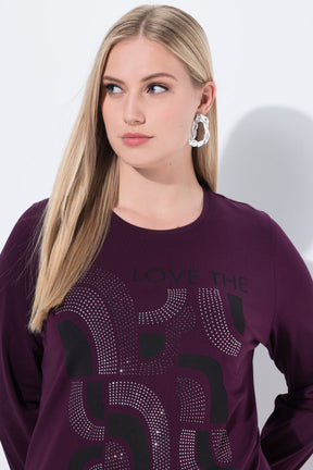 Ulla Popken Diamante Print Top in Plum