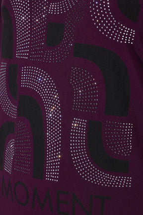Ulla Popken Diamante Print Top in Plum