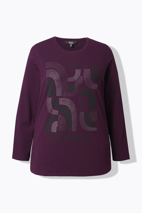 Ulla Popken Diamante Print Top in Plum