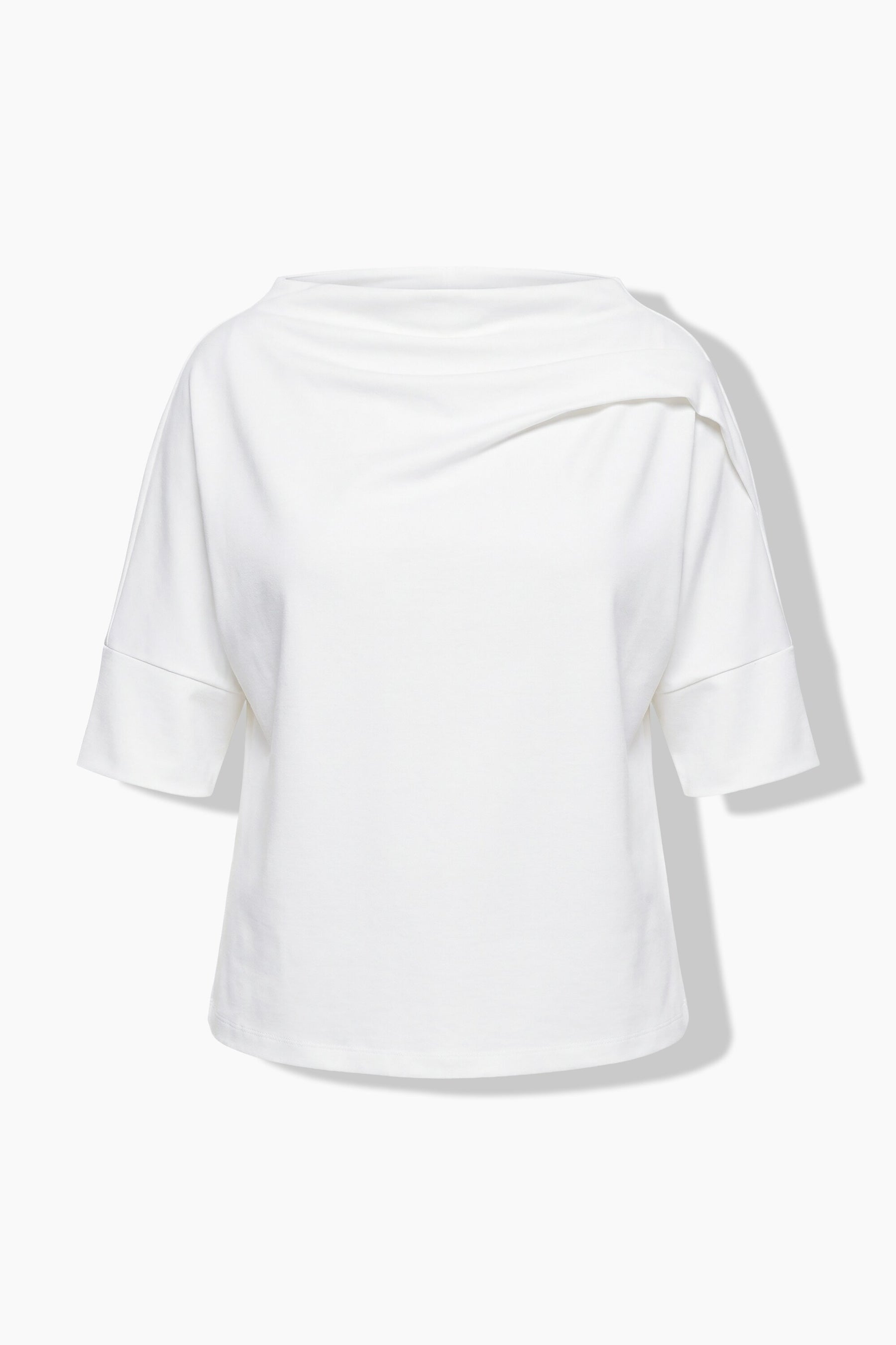 Ulla Popken Draped Shoulder Top in White 
