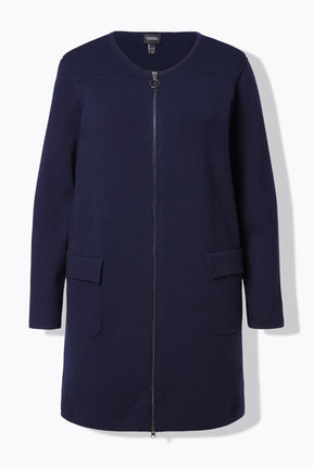 Ulla Popken Fine Ribbed Cardigan in Navy
