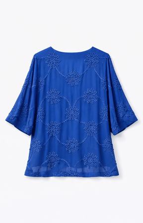 Ulla Popken Floral Blouse in Blue