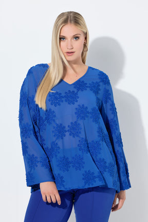 Ulla Popken Floral Blouse in Blue. 
