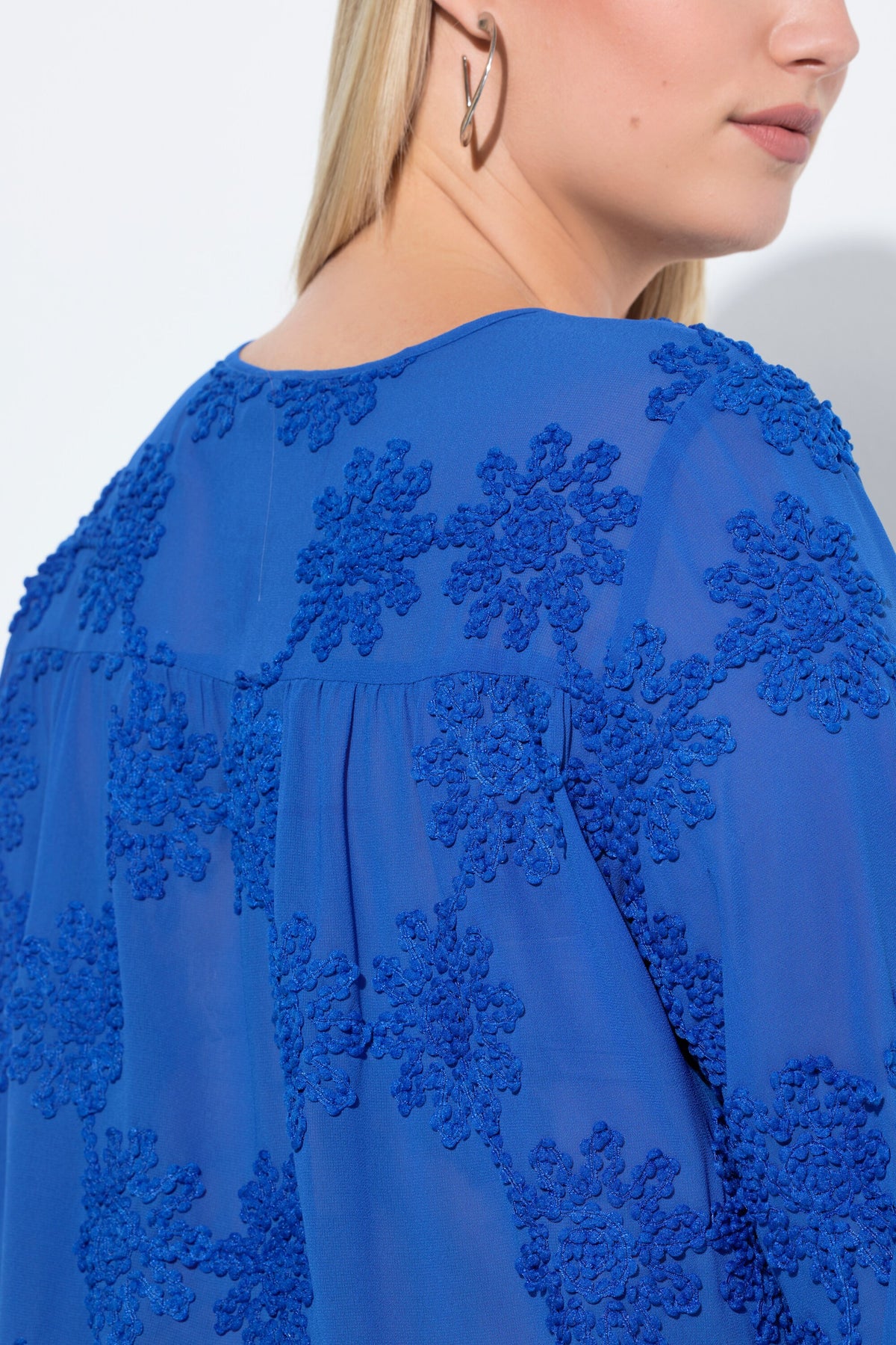 Ulla Popken Floral Blouse in Blue  