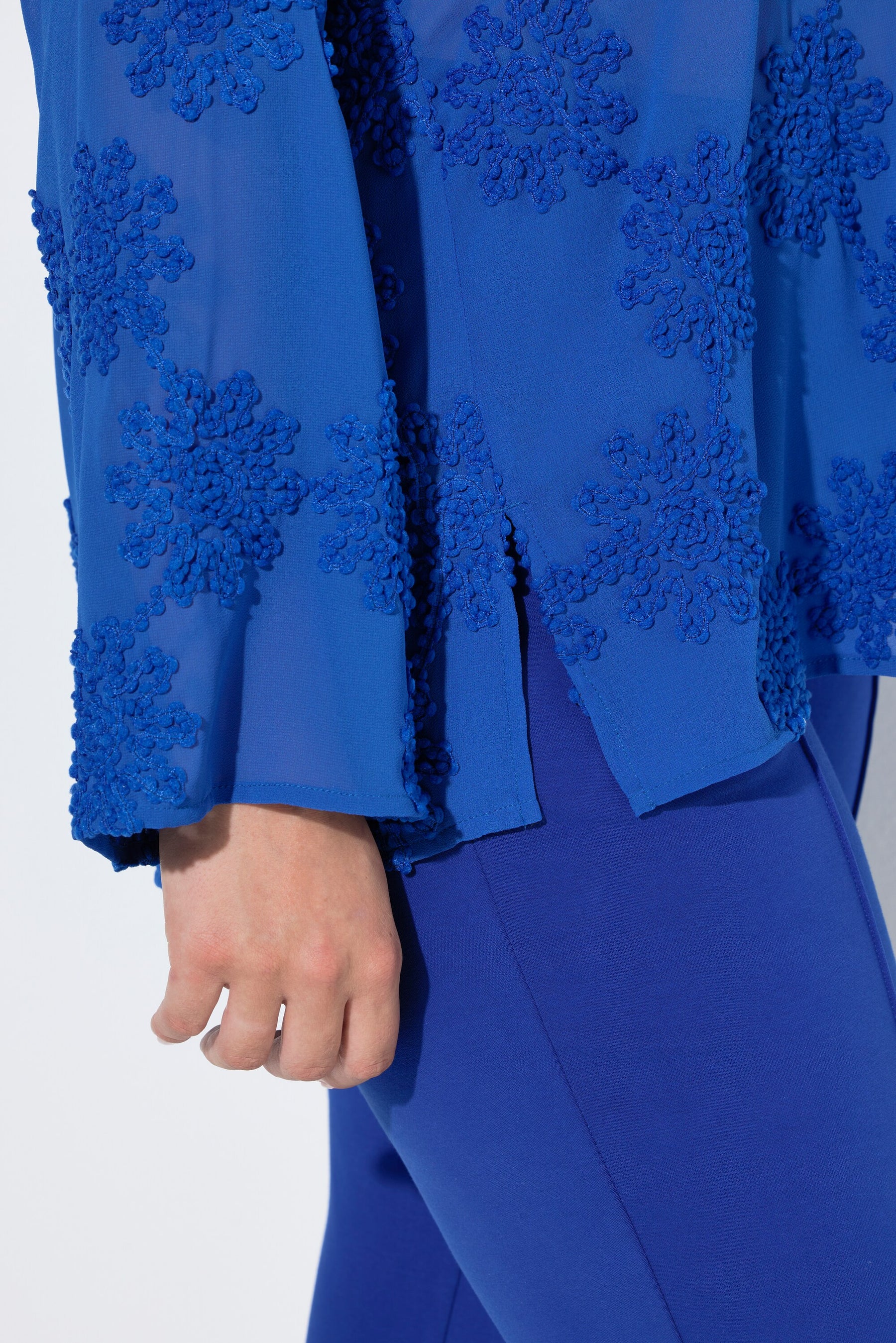 Ulla Popken Floral Blouse in Blue. 