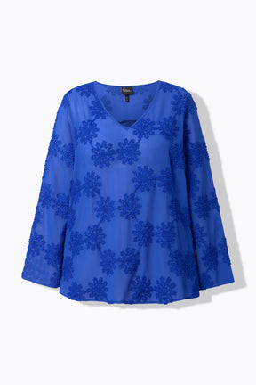 Ulla Popken Floral Blouse in Blue. 