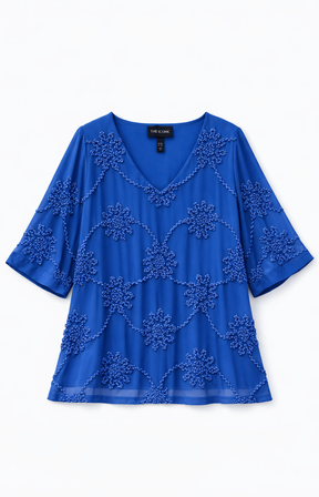 Ulla Popken Floral Blouse in Blue