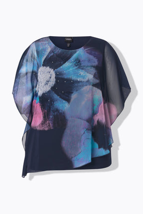 Ulla Popken Floral Chiffon Blouse in Black