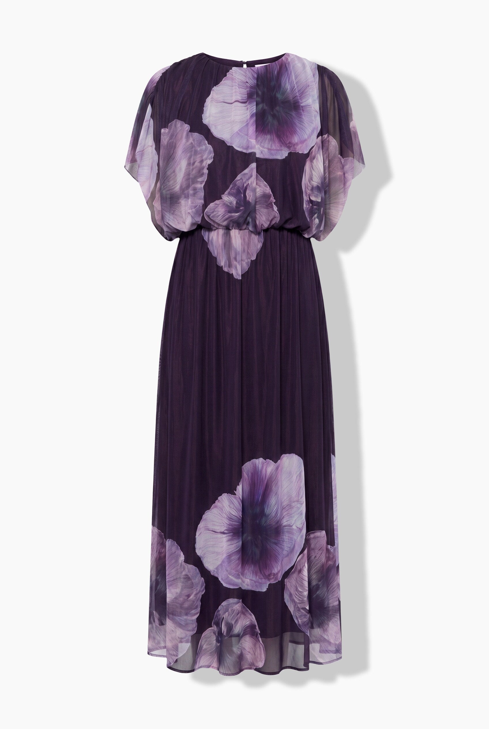 Ulla Popken Floral Chiffon Dress in Purple 