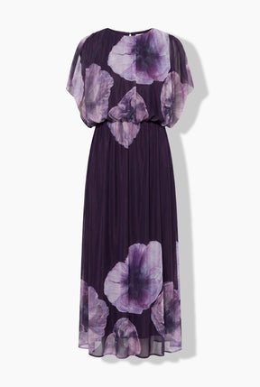 Ulla Popken Floral Chiffon Dress in Purple 