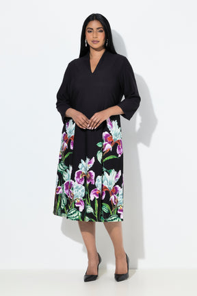 Ulla Popken Floral Midi Dress in Black