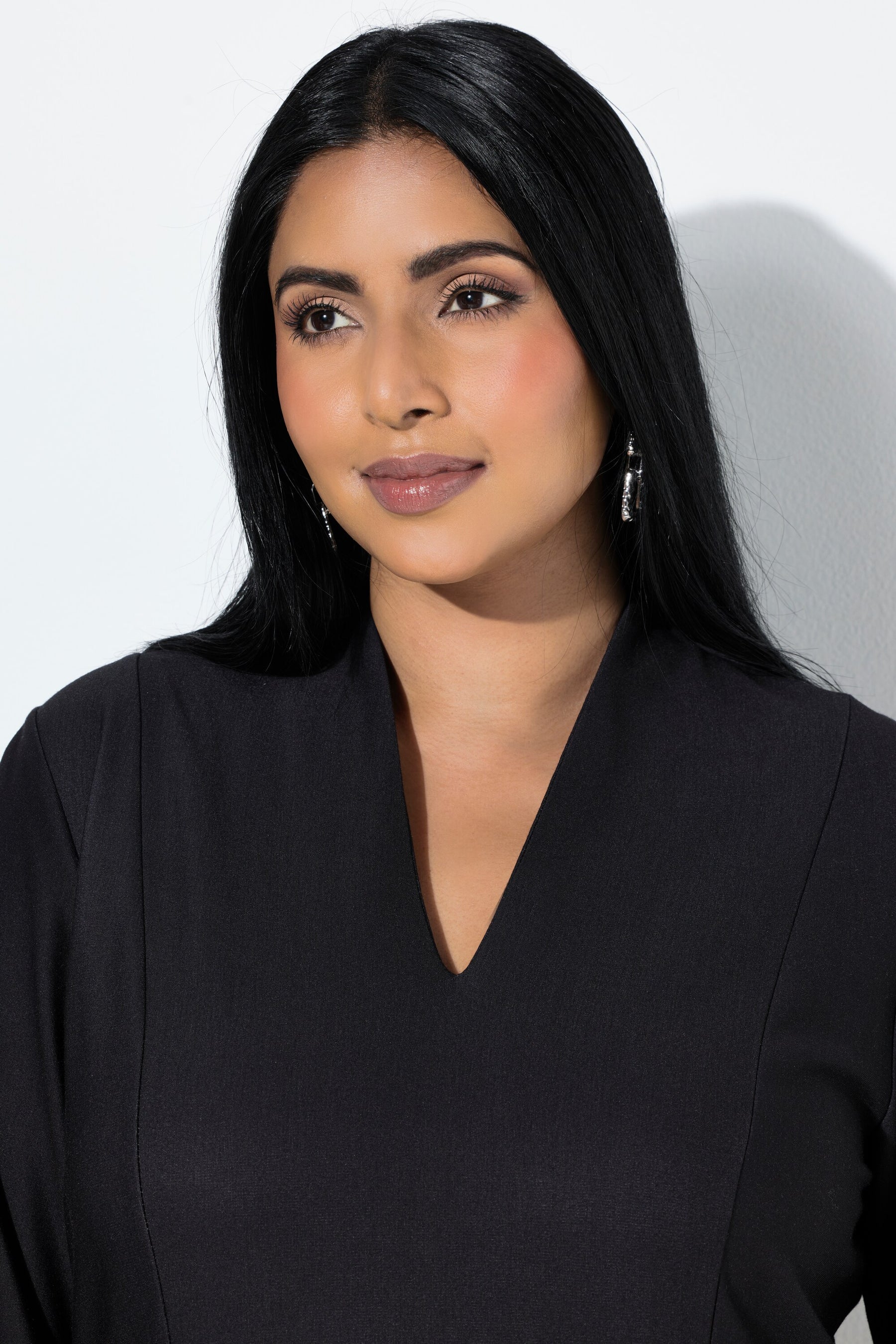 Ulla Popken Floral Midi Dress in Black