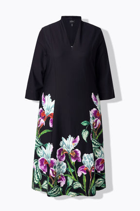 Ulla Popken Floral Midi Dress in Black