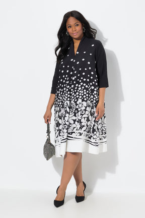 Ulla Popken Floral Monochrome Dress