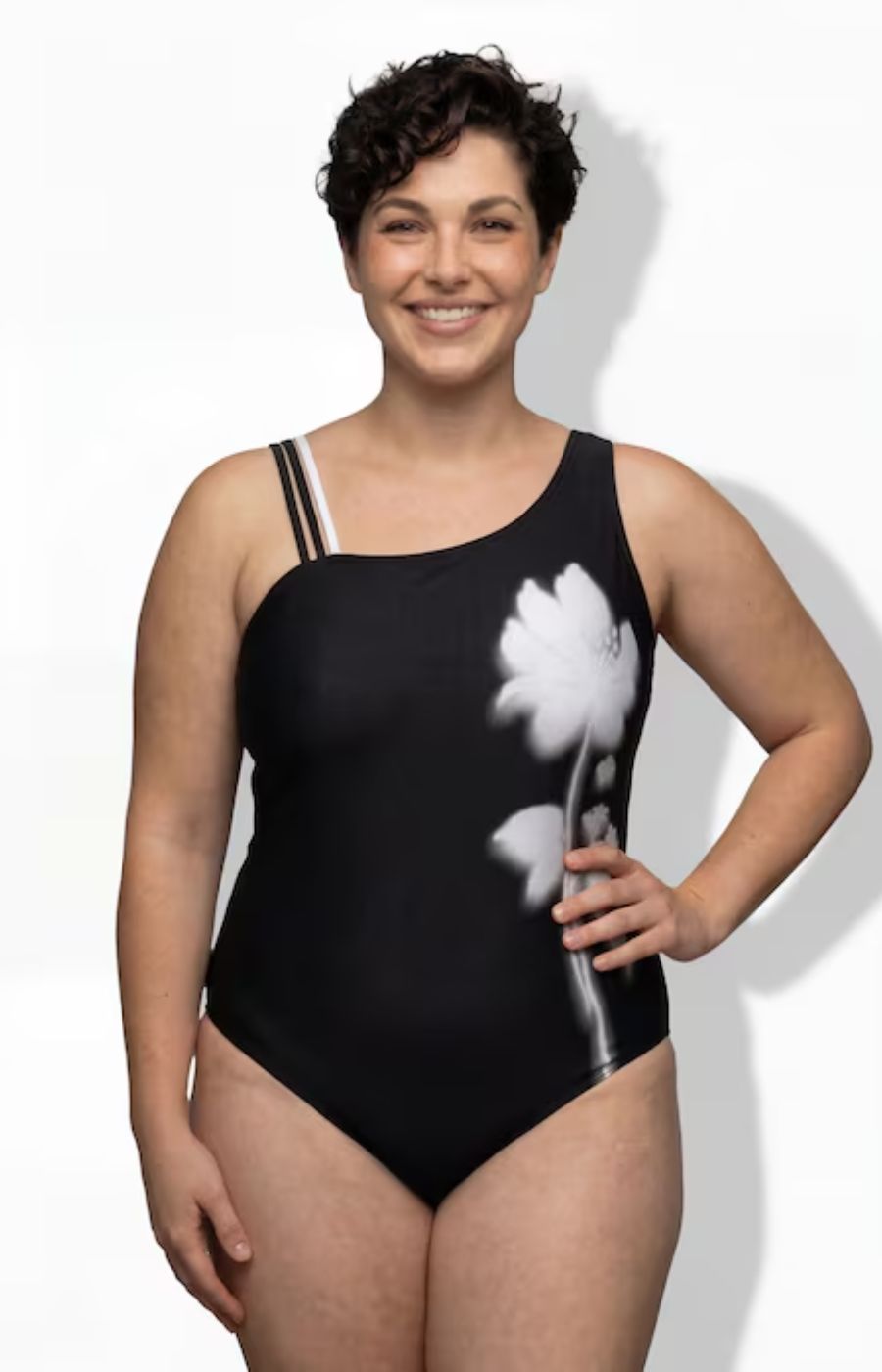 Ulla Popken Floral Monochrome Swimsuit 
