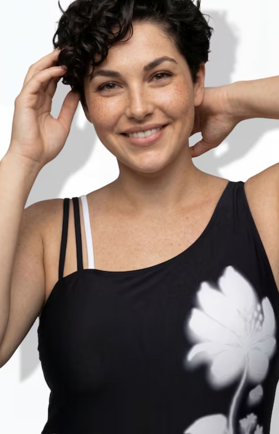 Ulla Popken Floral Monochrome Swimsuit 