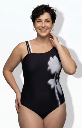 Ulla Popken Floral Monochrome Swimsuit 