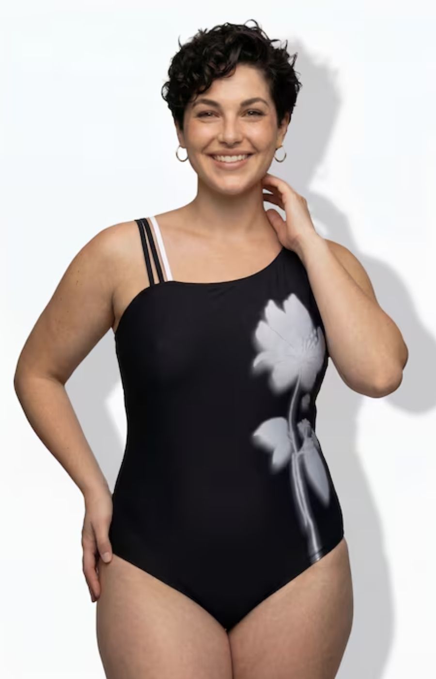 Ulla Popken Floral Monochrome Swimsuit 