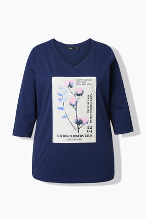 Ulla Popken Floral Motif Top in Navy