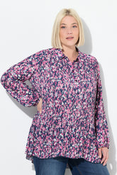 Ulla Popken Floral Pleated Shirt in Pink