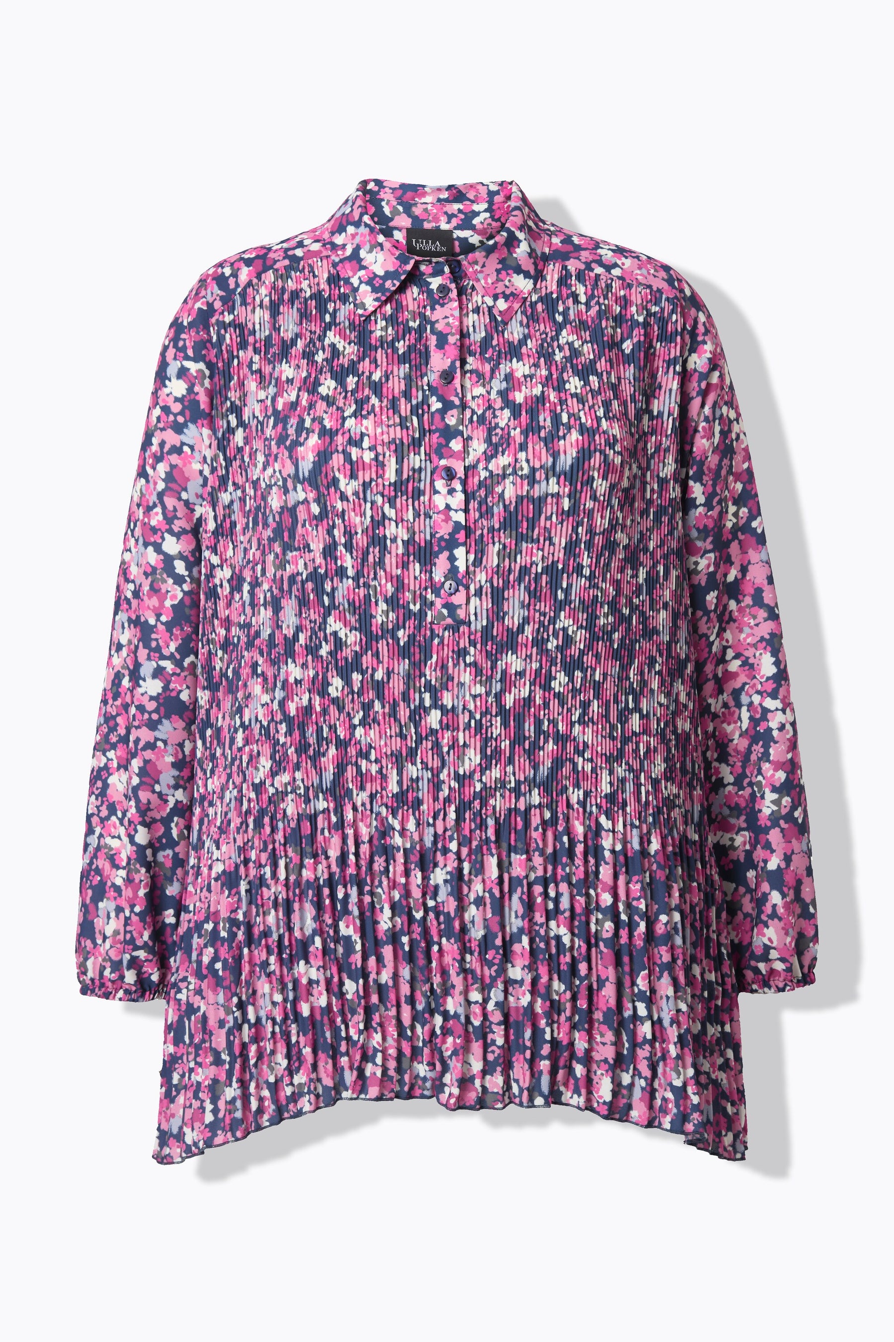 Ulla Popken Floral Pleated Shirt in Pink