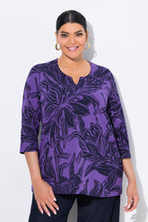 Ulla Popken Floral Purple T-Shirt