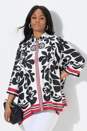 Ulla Popken Floral Satin Shirt