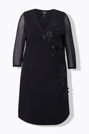 Ulla Popken Floral Sequin Dress in Black
