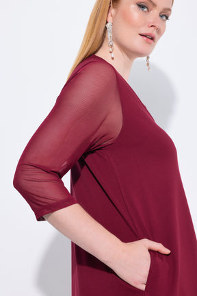 Ulla Popken Floral Sequin Dress in Wine