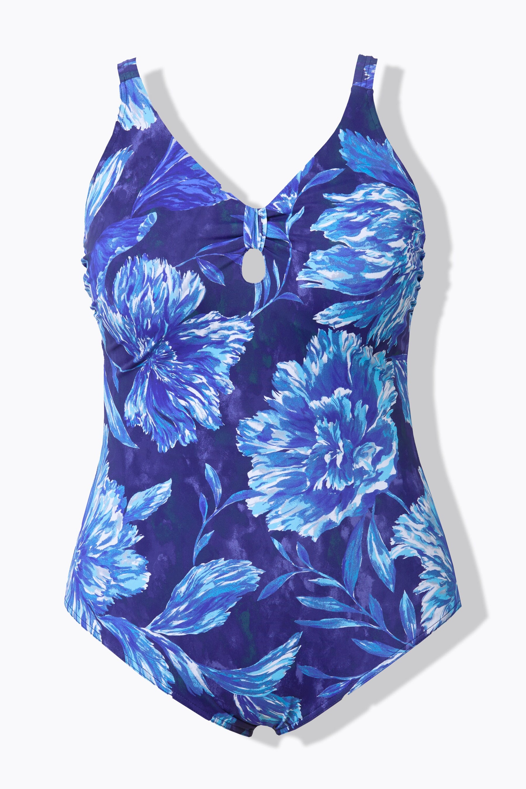 Ulla Popken Floral Swimsuit in Blue 