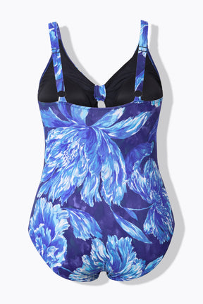 Ulla Popken Floral Swimsuit in Blue 