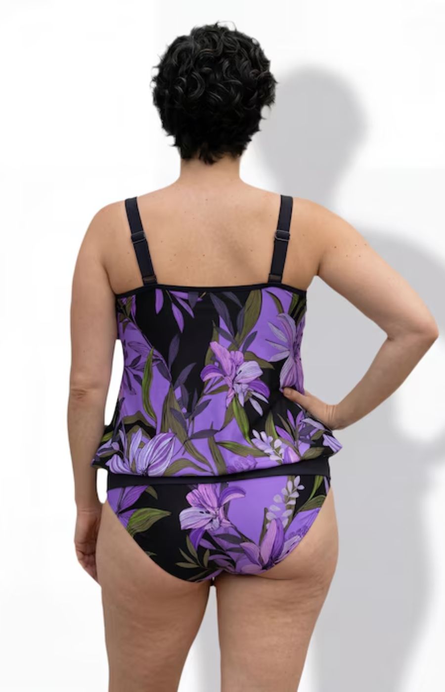 Ulla Popken Floral Tankini in Purple 