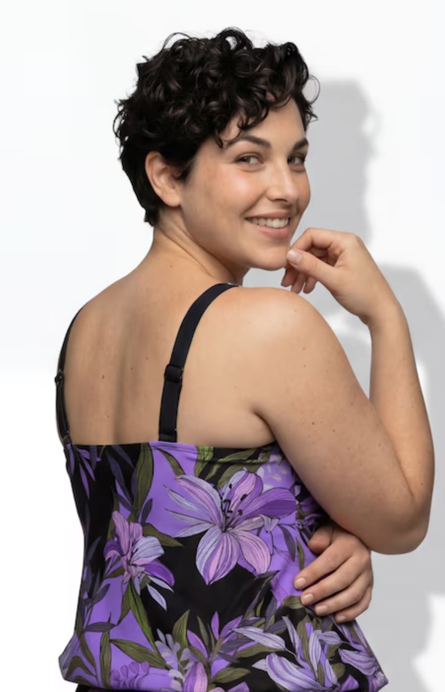 Ulla Popken Floral Tankini in Purple