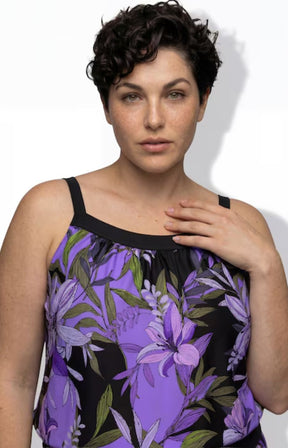 Ulla Popken Floral Tankini in Purple