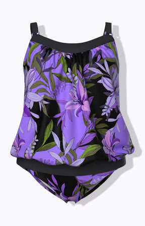 Ulla Popken Floral Tankini in Purple 