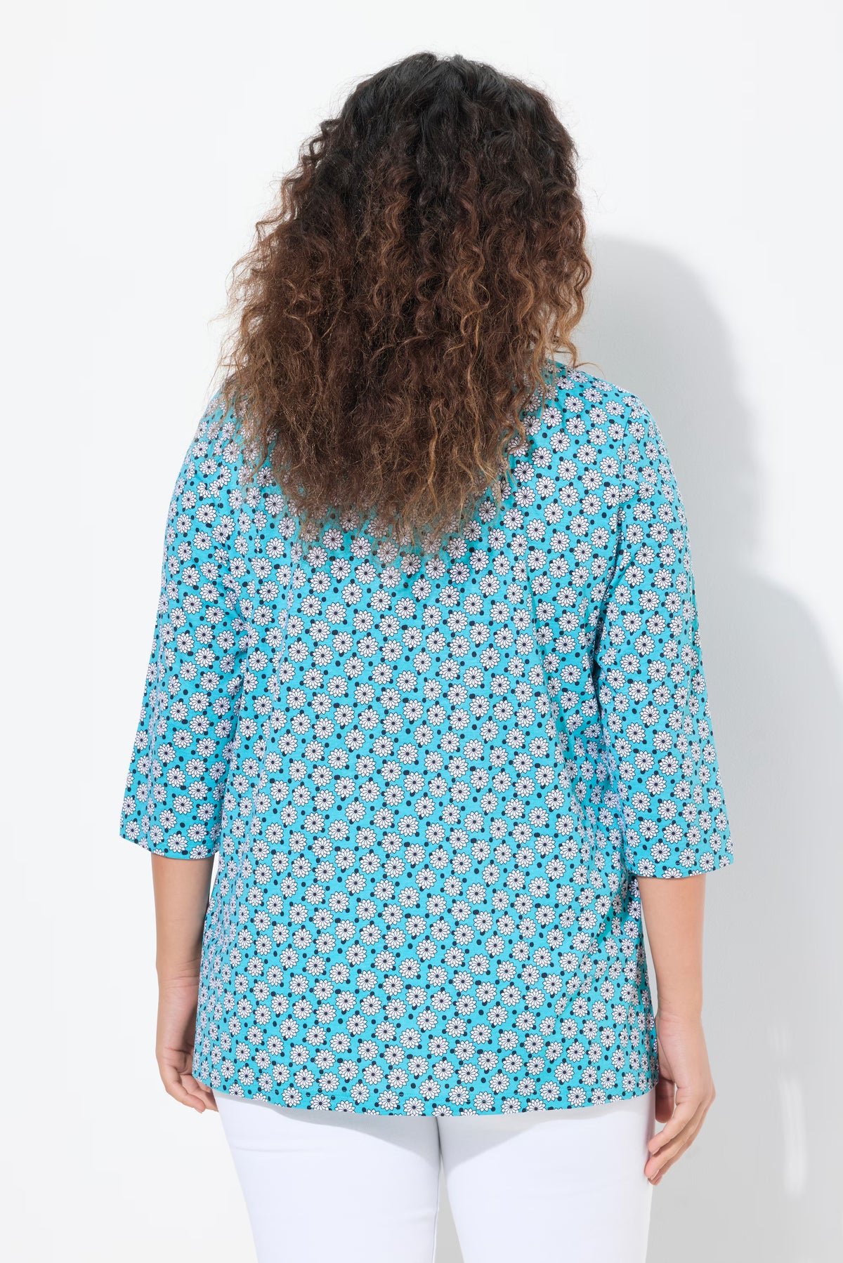 Ulla Popken Floral Top in Turquoise