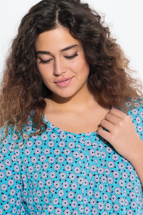 Ulla Popken Floral Top in Turquoise