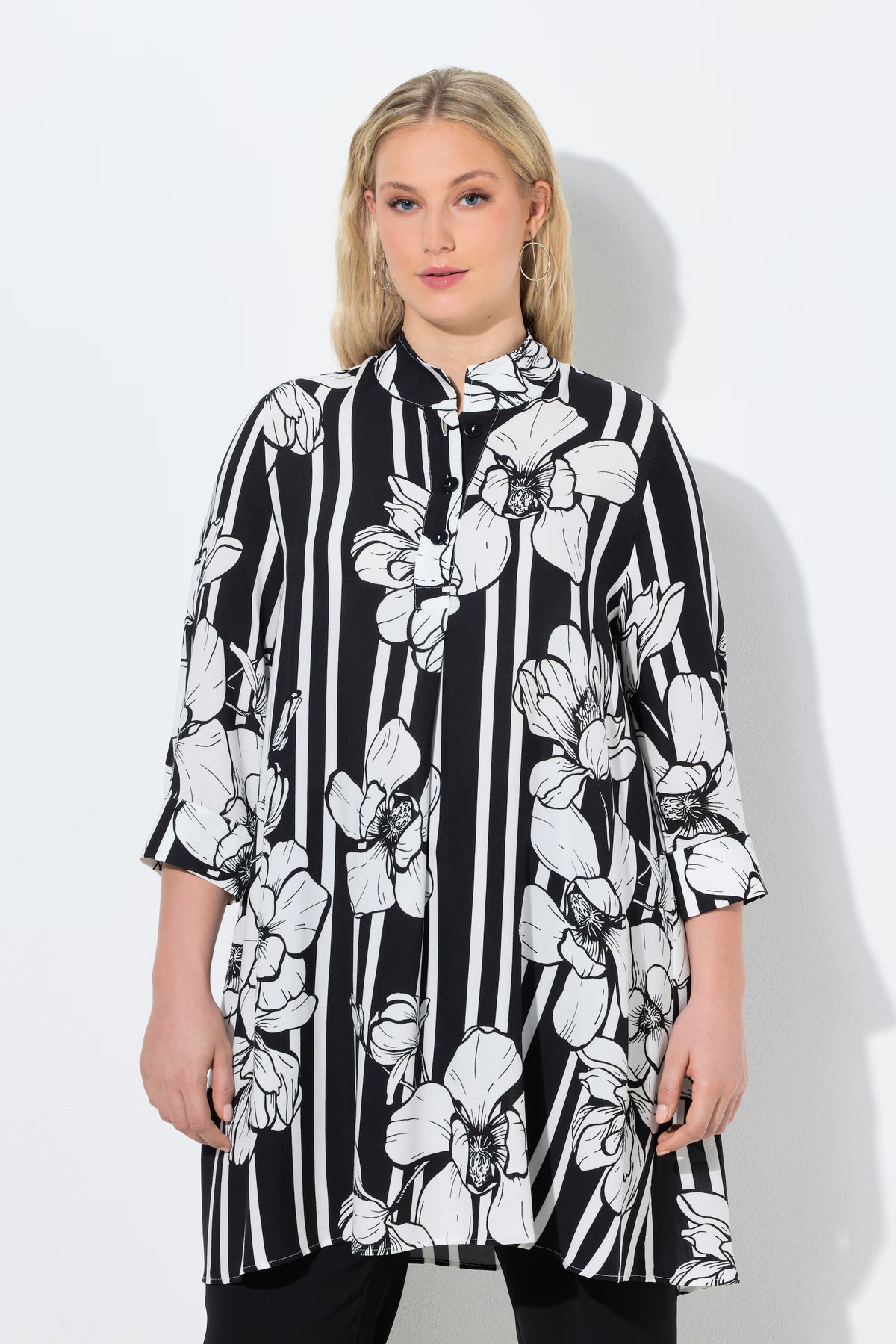 Ulla Popken Floral Tunic in White 